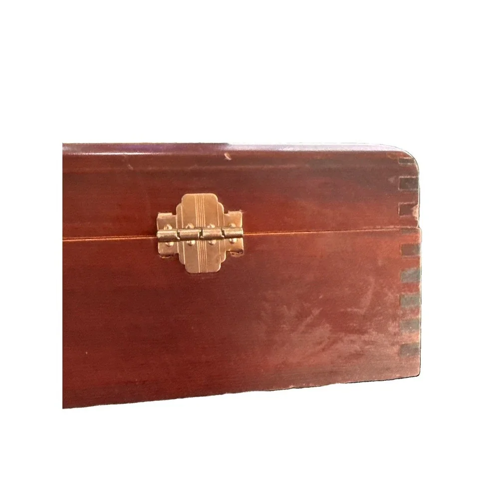 VTG Nobility Plate Wooden Silverware Chest Purple Felt Lined Box 16.5x11